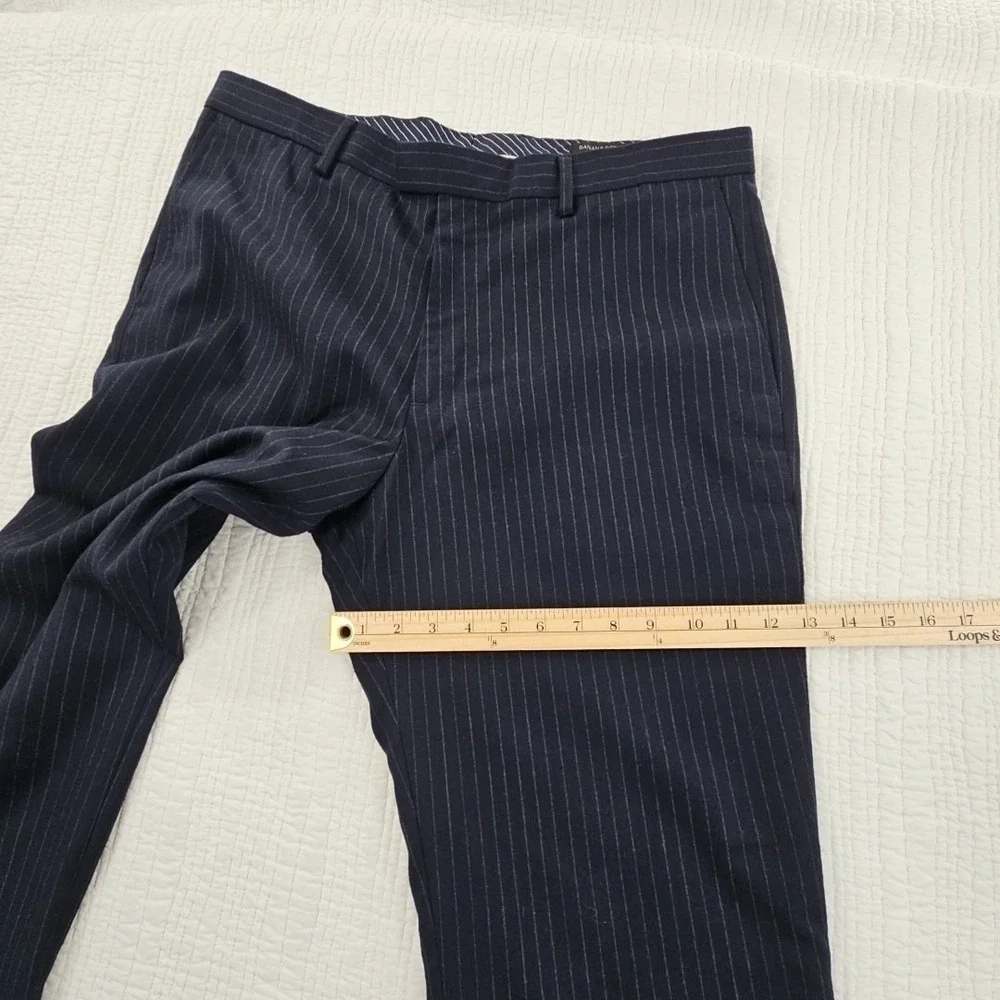 Banana Republic Dress‎ Pants Men's 36x32 Navy Blue Chalk Stripe Slim Fit Luxe
